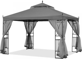 ABCCANOPY Foișor de gradina 3.05x3.05 m - Foișor exterior cu cadru din oțel și plasă de țânțari pentru gazon, curte, grădină, terasă, Gri
