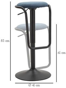 Scaun de bar petrol/negru cu înălțime ajustabilă tapițat (înălțime șezut 61 cm) Destiny – Mauro Ferretti