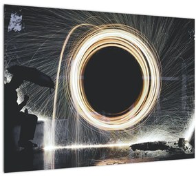 Tablou pe sticlă - Show de lumini în ploaie (70x50 cm)