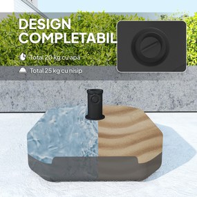 Outsunny Bază Pătrată pentru Umbrelă, Suport Greu pentru Umbrele de Exterior, Umplibil cu Nisip până la 25kg sau cu Apă până la 20kg, pentru Grădină, Piscină, Negru | Aosom Romania