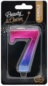 Numere Night Sky Metallic Lumânare colorată numărul 7, lumânare de tort