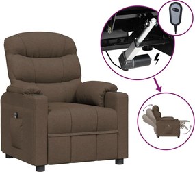 vidaXL Fotoliu rabatabil electric, maro, material textil