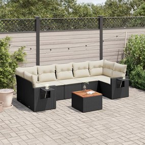 3256805 vidaXL Set mobilier de grădină cu perne, 8 piese, negru, poliratan