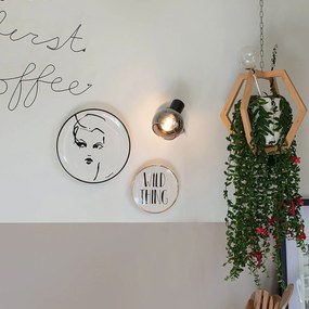 Spotlight inteligent pentru plafon negru cu sticlă fumurie cu Wi-Fi P45 - Vidro