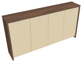 Dulap mediu pentru haine Verno 248 x 46 x 130 cm, uși de sticlă, nuc / vanilie