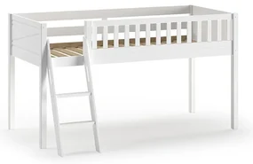 Pat supraetajat SCOTT cu scară, alb, 90x200 cm + Cort de joacă DINO – Vipack