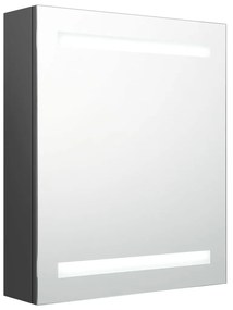 326482 vidaXL Dulap de baie cu oglindă și LED-uri, gri, 50x14x60 cm