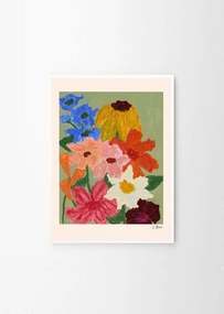 Poster 50x70 cm Flowers on Sage Green – Carla Llanos – The Poster Club