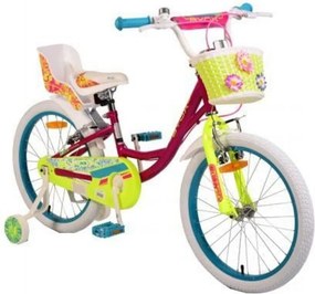 Bicicleta pentru copii NOVOKIDS Fashion Bike, roti 20" inch, maxim 40 kg, cadru din otel, roti ajutatoare detasabile, ghidon reglabil pe inaltime, Mov