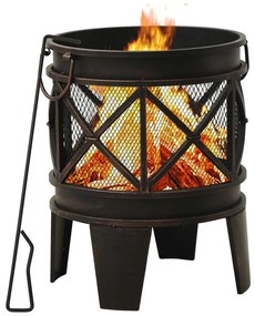 Vatra de foc rustica, cu vatrai,   42x54 cm, otel