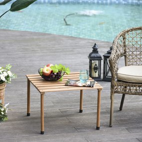 Outsunny Masă de cafea de grădină pliabilă masă de camping Blat cu Lamele dim. 58L x 58l x 40H cm Geantă de Transport Inclusă Lemn Brad pre-uleiat montaj rapid | Aosom Romania