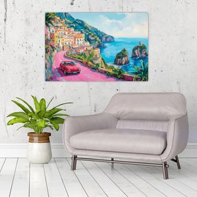 Tablou - Drum roz pe coastă (90x60 cm)