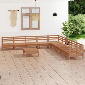 3083122 vidaXL Set mobilier de grădină, 10 piese, maro miere, lemn masiv pin