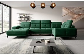 Colțar verde cu tapițerie din catifea (cu colț pe partea dreaptă/în formă de "U") Neviro – ELTAP