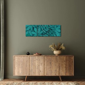 Tablou - Frunze turcoaz (cu ceas) (90x30 cm)