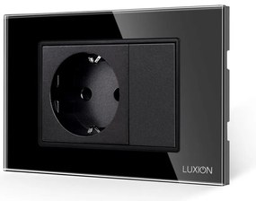 Priza Simpla si 1 Tasta Falsa cu Rama din Sticla LUXION, Standard Italian, 3M