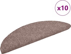 vidaXL Covorașe autoadezive pentru scări, 10 buc., 56x17x3 cm, maro deschis, semirotunde