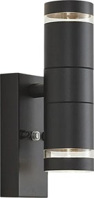 Lampă modernă de perete pentru exterior neagră cu 2 lumini IP44 cu senzor crepuscular - Dubbla