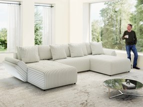 Colțar extensibil dumonde cu ladă de depozitare si sezut confortabil din spuma high-density, Berlin U Ambience Ivory 380x180 cm