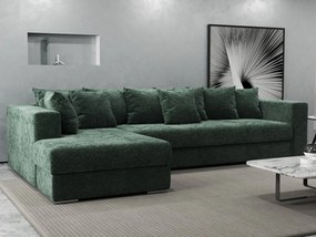 Colțar extensibil dumonde cu ladă de depozitare si sezut confortabil din spuma high-density, Gloria Euphoria Green 320x183 cm