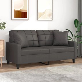3152958 vidaXL Canapea cu 2 locuri, perne&pernuțe gri 140 cm piele ecologică