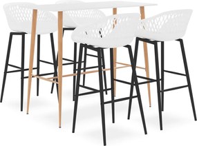 vidaXL Set mobilier de bar, 5 piese, alb
