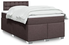 vidaXL Pat box spring cu saltea, maro închis, 120x200 cm, textil