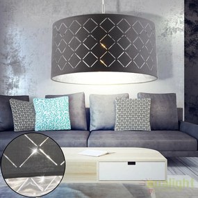 Lustra eleganta cu abajur din tesatura gri cu argintiu, Kidal 40cm 15228H GL