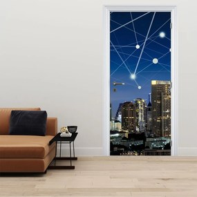 Fototapet pentru ușă - Oraș noaptea (95x205cm)
