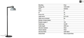 Lampadar de podea metal TATAWIN negru, blue