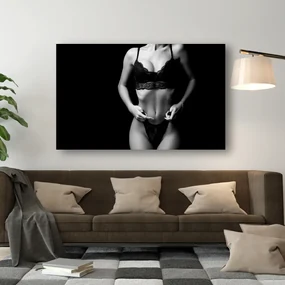 Tablou Canvas femeie Lenjerie sexy, alb - negru - 60x40cm