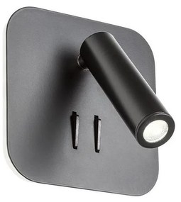 Redo 01-1492 - Aplica de perete QUDA LED/6W/230V + LED/3W, CRI 90, USB, negru