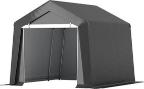 Outsunny Carport cort de garaj 3x3 m cort garaj impermeabil cu ușă rulabilă fereastră de ventilație margini prelungite Gri închis | Aosom Romania