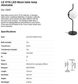 Lampa de masa LED dimabila design modern LE VITA LED Black 29697