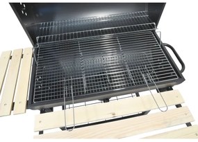 Grătar cu cărbuni, negru/lemn