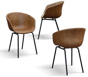 SET 4 Scaune Ciprus, piele ecologica ,structura metalica - MARO CAMEL