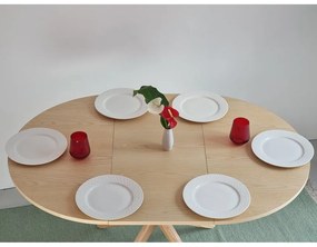 Masă de dining rotundă extensibilă din lemn de frasin cu blat suplimentar ø 90 cm Jubi – Ragaba