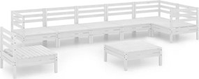 vidaXL Set mobilier de grădină, 8 piese, alb, lemn masiv de pin