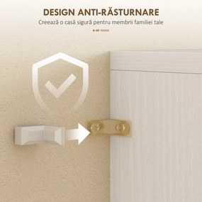 HOMCOM Dulap de Bucătărie Înalt 180 cm cu Uși din Sticlă Soft-Close, Sertar și 2 Dulapuri, Polițe Reglabile, Alb | Aosom Romania