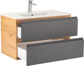 Vario Pull 80 dulap de bază cu chiuvetă stejar-antracite