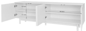 Comodă TV Elegant în Stil Luxos cu Uși Structurate și Rafturi Reglabile, 175x38x56 cm, Alb