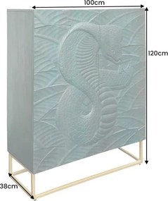 Comoda cu aplicatie exotica pe fronturi SNAKE 120cm turcoaz