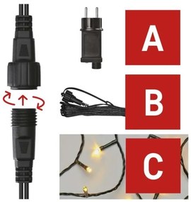 Ghirlandă LED pentru exterior 100 LED/15 m IP44 alb cald