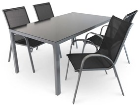 Set gradina Lucio 2, dreptunghi - 4 locuri, negru / gri