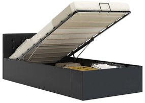 vidaXL Cadru pat hidraulic, depozitare, negru, 100 x 200 cm, piele eco