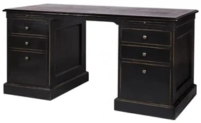 Birou negru din lemn de pin, cu aspect vintage, New York