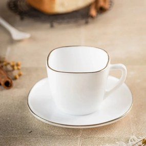 Set cesti cafea 12 piese, opal, alb cu auriu, 220 ml Kinghoff KH-1930