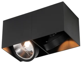 Spot inteligent negru dreptunghiular cu 2 lumini, inclusiv 2 Wifi GU10 111mm - Box