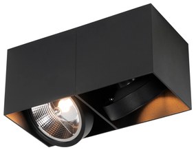 Spotlight de design negru dreptunghiular AR111 2 lumini - Box