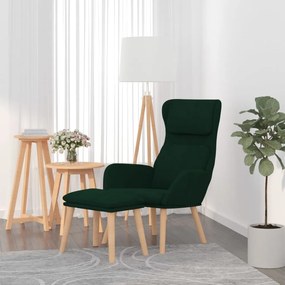 vidaXL Scaun de relaxare cu taburet, verde închis, catifea